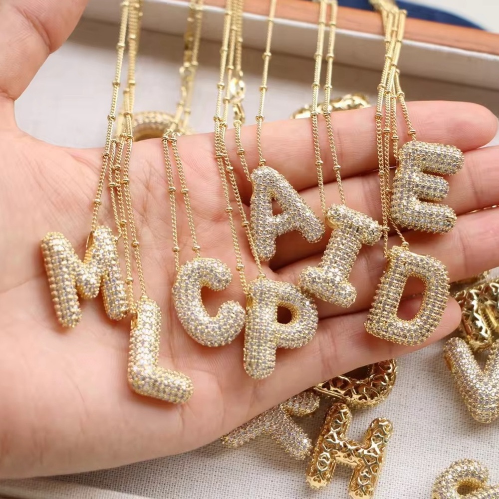 Letter G Initial Zircon Balloon Necklace - Picture 5 of 6